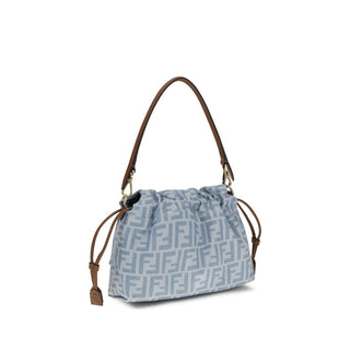 Bolso de hombro azul de algodón