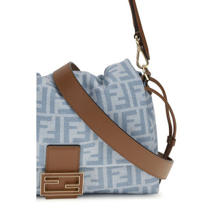 Bolso de hombro azul de algodón