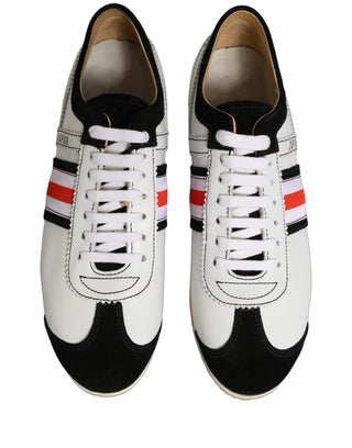 Black White Leather Suede Low Top Sneakers Shoes