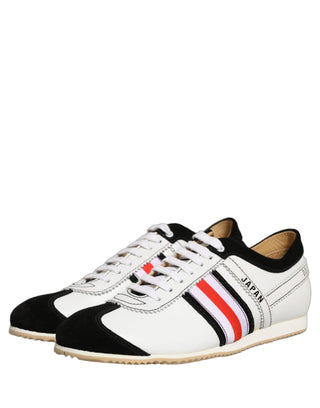Black White Leather Suede Low Top Sneakers Shoes