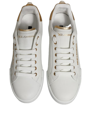 White Gold Embellished Low Top Sneakers Shoes