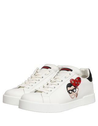 White Patch Calfskin Nappa Portofino Sneakers Shoes