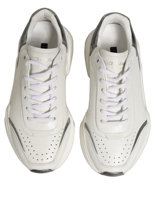 White Silver Daymaster Leather Low Top Sneakers Shoes