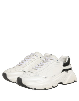 White Silver Daymaster Leather Low Top Sneakers Shoes