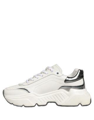White Silver Daymaster Leather Low Top Sneakers Shoes