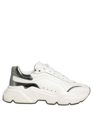 White Silver Daymaster Leather Low Top Sneakers Shoes