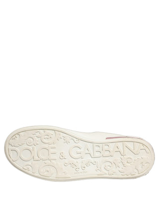 White Pink Leather Low Top Sneakers Shoes