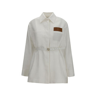 White Linen Full-Length Jacket