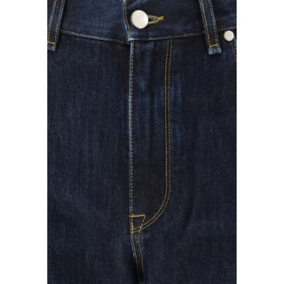 Blue Cotton Straight-Leg Jeans