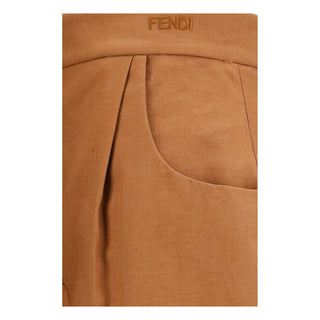 Brown Linen Casual Pants