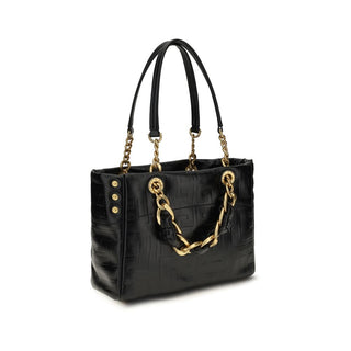 Bolso de hombro Bos Taurus de piel de becerro negra