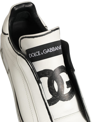 White Leather Portofino Low Top Sneakers Shoes