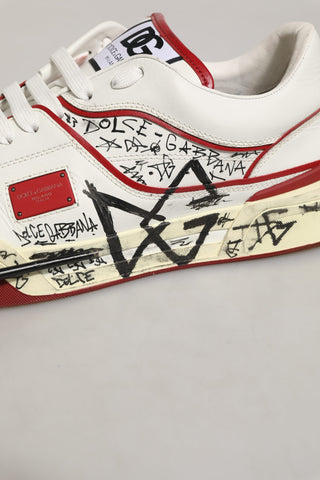 White Red New Roma Graffiti Sneakers Shoes