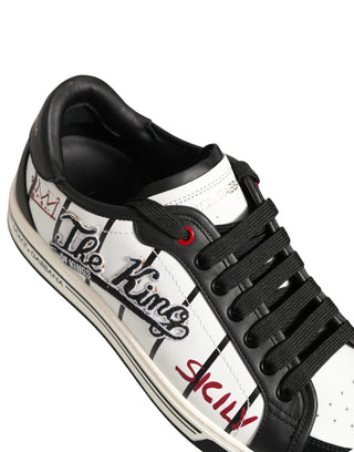 White Black DG Logo King Patch Low-Top Sneaker Shoes