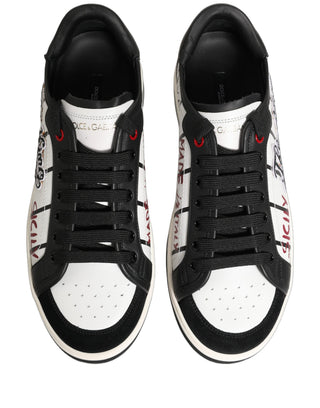 White Black DG Logo King Patch Low-Top Sneaker Shoes