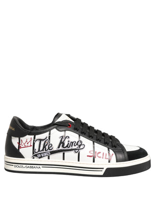 White Black DG Logo King Patch Low-Top Sneaker Shoes