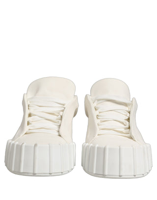 White Leather Low Top Lace Up Sneakers Shoes