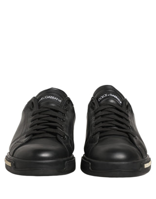 Black Leather Logo Low Top Men Sneakers Shoes