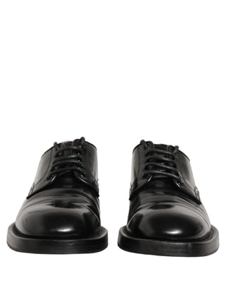 Black Leather Lace Up Derby Dress Men Shoes