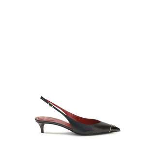 Black Calf Leather Bos Taurus Mid Heel Pumps