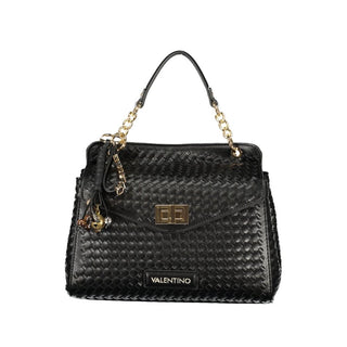 Black Polyurethane Women's Bag with Adjustable Strap