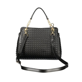 Black Polyurethane Women's Bag with Adjustable Strap