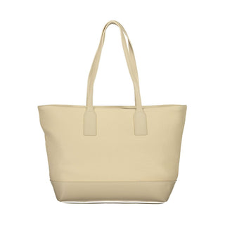 Beige Polyurethane Womens Bag