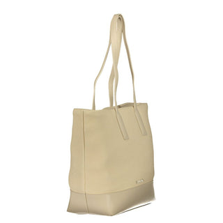 Beige Polyurethane Womens Bag