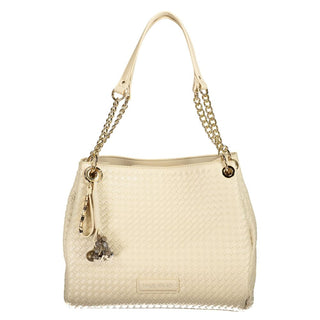 Beige Polyurethane Women's Bag with Adjustable and Removable Strap