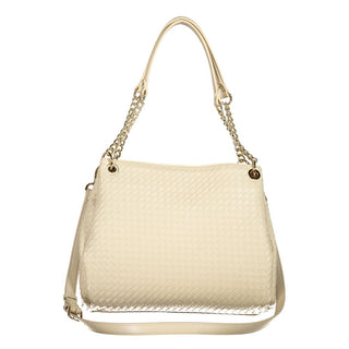 Beige Polyurethane Women's Bag with Adjustable and Removable Strap