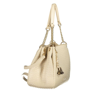 Beige Polyurethane Women's Bag with Adjustable and Removable Strap