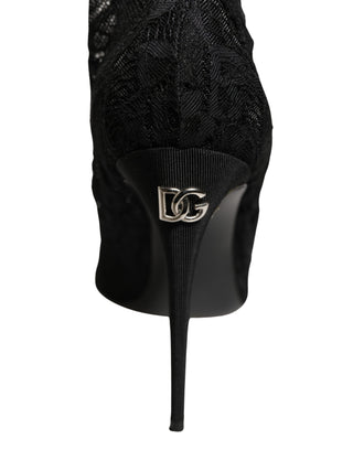 Black Taormina Lace Socks Boots Pumps Shoes