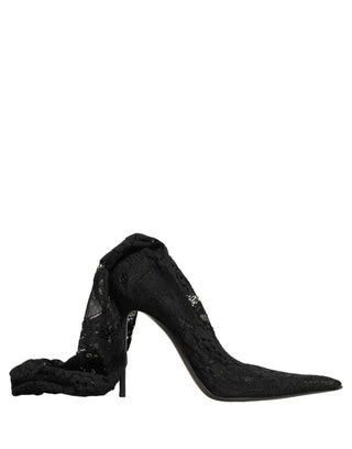 Black Taormina Lace Socks Boots Pumps Shoes