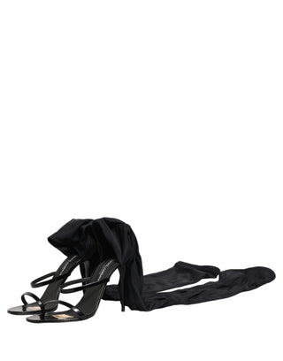 Stiletto Sandals Socks Knee High Boots Black