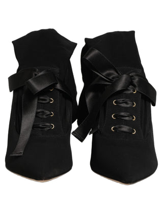 Black Stiletto Heels Mid Calf Boots Shoes