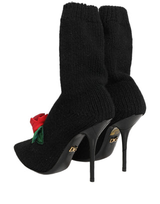Black Stiletto Heels Mid Calf Boots Shoes