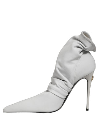 Gray Stretch Socks Heels Ankle Boots Shoes