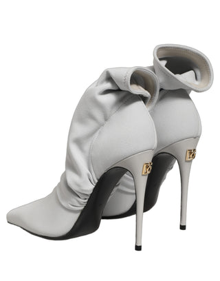 Gray Stretch Socks Heels Ankle Boots Shoes