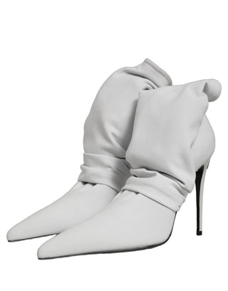Gray Stretch Socks Heels Ankle Boots Shoes
