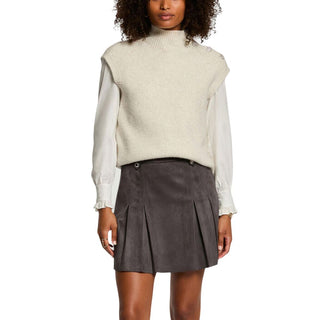 Beige Polyester Sleeveles Sweater
