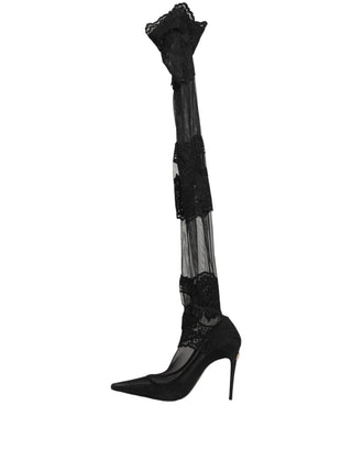 Black Over The Knee Sock Pumps Boots Shoes