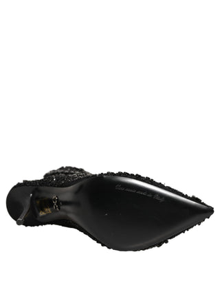 Black Embellished Mesh Ankle Boots Shoes