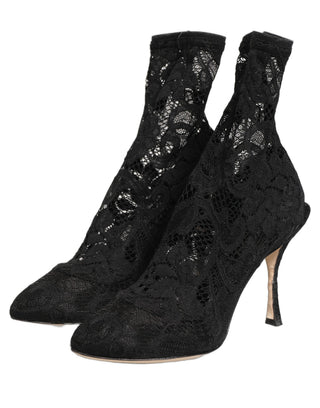 Black Socks Taormina Lace Pumps Boots Shoes