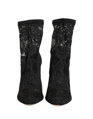 Black Socks Taormina Lace Pumps Boots Shoes