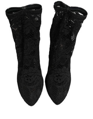 Black Socks Taormina Lace Pumps Boots Shoes