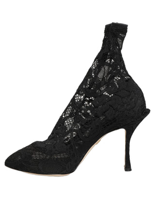 Black Socks Taormina Lace Pumps Boots Shoes