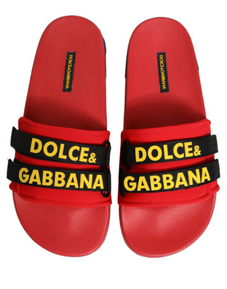 Red Neoprene Slides Flats Beachwear Shoes
