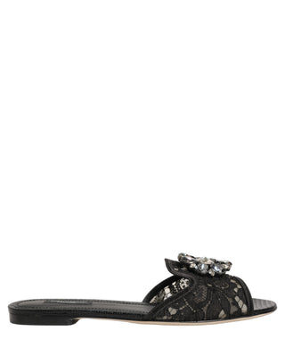 Black Devotion Lace Flats Slip On Shoes