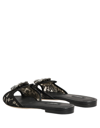 Black Devotion Lace Flats Slip On Shoes