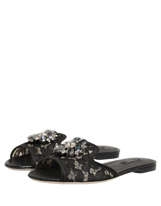 Black Devotion Lace Flats Slip On Shoes